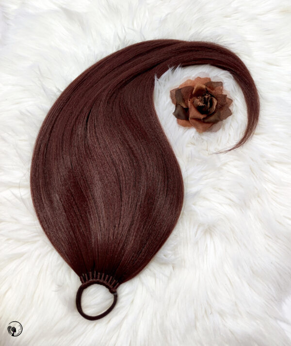 Ponytail Hair Extension, chestnut/walnut brown Hair on Elastic Band "NUTTY BRUNETTE" - Image 2