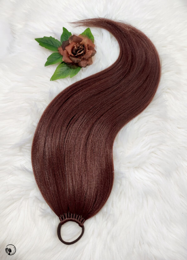 Ponytail Hair Extension, chestnut/walnut brown Hair on Elastic Band "NUTTY BRUNETTE" - Image 6