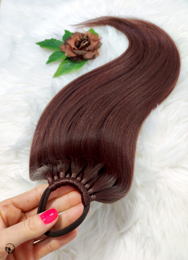 Ponytail Hair Extension, chestnut/walnut brown Hair on Elastic Band "NUTTY BRUNETTE" - Image 7