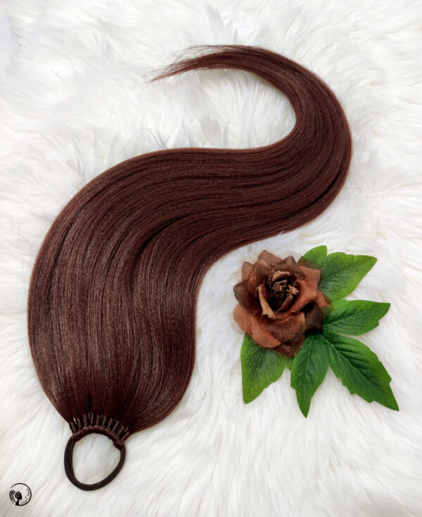 Ponytail Hair Extension, chestnut/walnut brown Hair on Elastic Band "NUTTY BRUNETTE" - Image 3