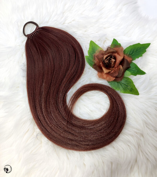 Ponytail Hair Extension, chestnut/walnut brown Hair on Elastic Band "NUTTY BRUNETTE" - Image 4