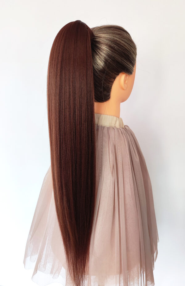 Ponytail Hair Extension, chestnut/walnut brown Hair on Elastic Band "NUTTY BRUNETTE" - Image 9