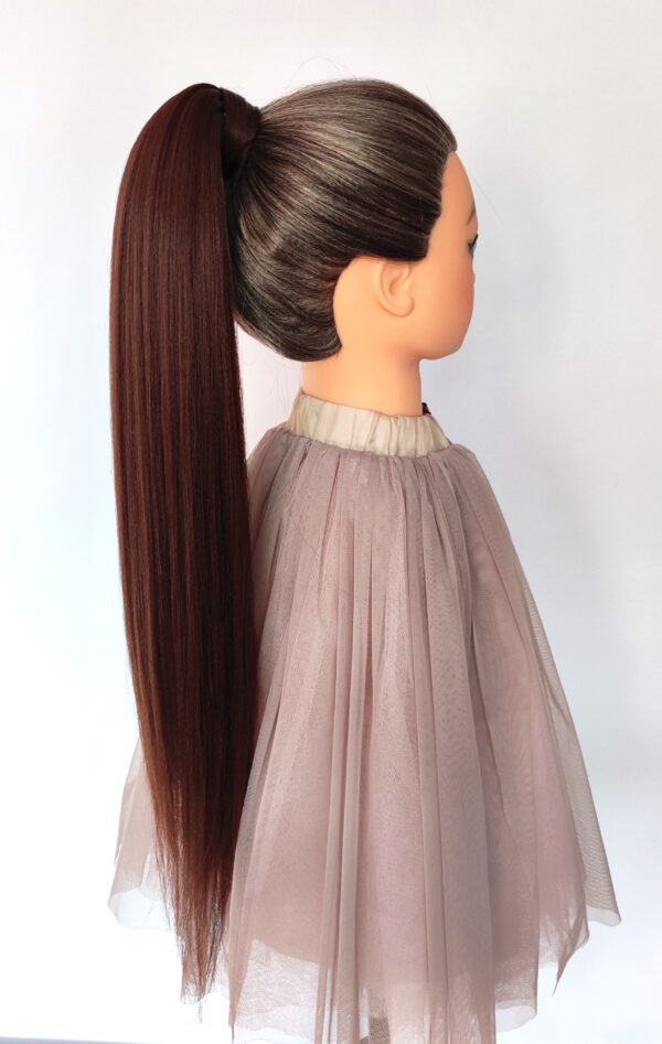 Ponytail Hair Extension, chestnut/walnut brown Hair on Elastic Band "NUTTY BRUNETTE" - Image 10