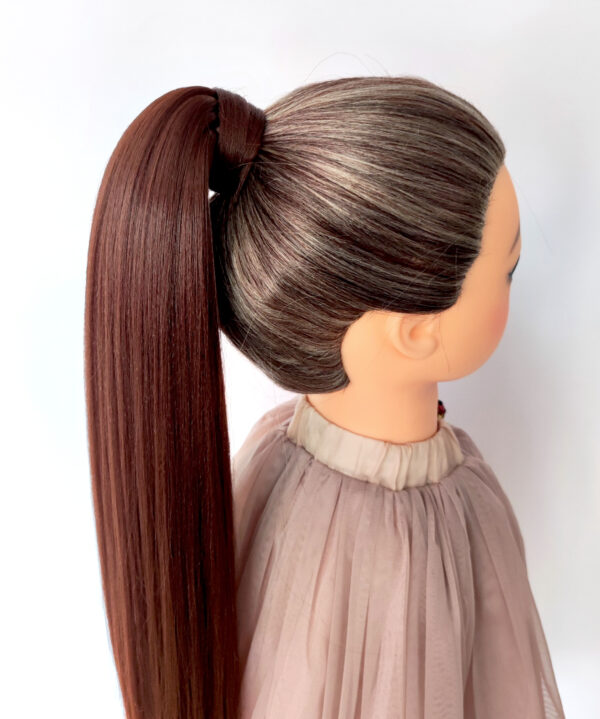 Ponytail Hair Extension, chestnut/walnut brown Hair on Elastic Band "NUTTY BRUNETTE" - Image 11