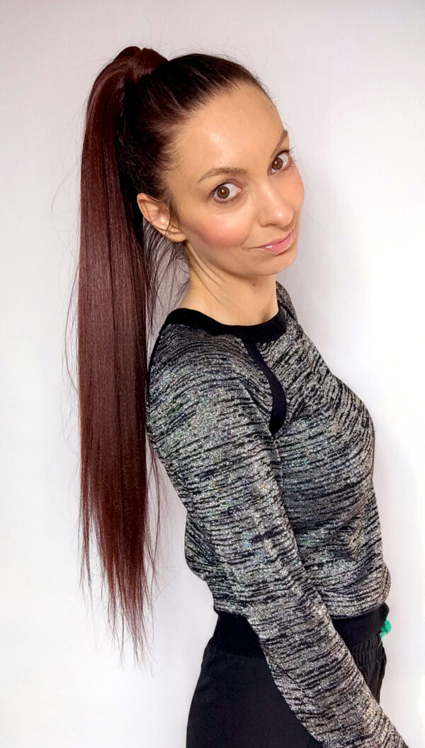 Ponytail Hair Extension, chestnut/walnut brown Hair on Elastic Band "NUTTY BRUNETTE" - Image 12