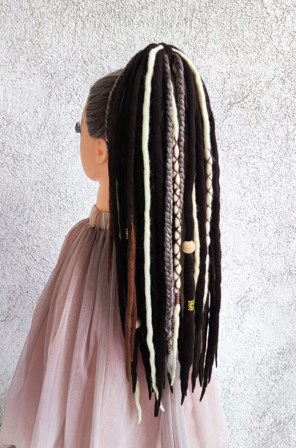 Full Set Wool Dreadlocks, brown blonde Dreads Extension, Double Ended Dreadlocks, "ROYAL BROWNS" - Image 9