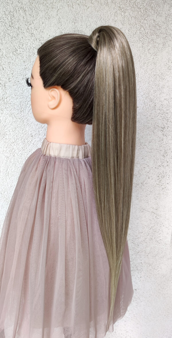 Ponytail Hair Extension, ash blonde melange Hair on Elastic Band "BRILLIANT BLONDE" - Image 15