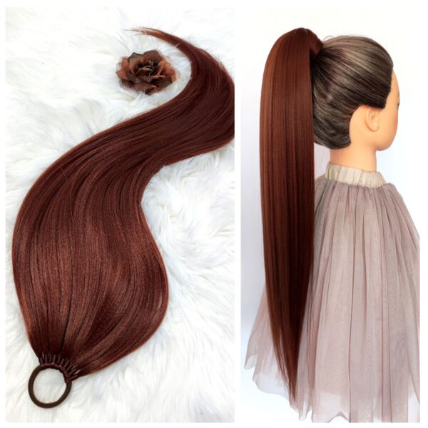 Ponytail Hair Extension, chestnut brown Hair on Elastic Band "CHESTNUT NYMPH"