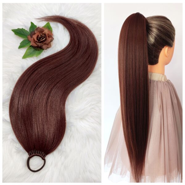 Ponytail Hair Extension, chestnut/walnut brown Hair on Elastic Band "NUTTY BRUNETTE"