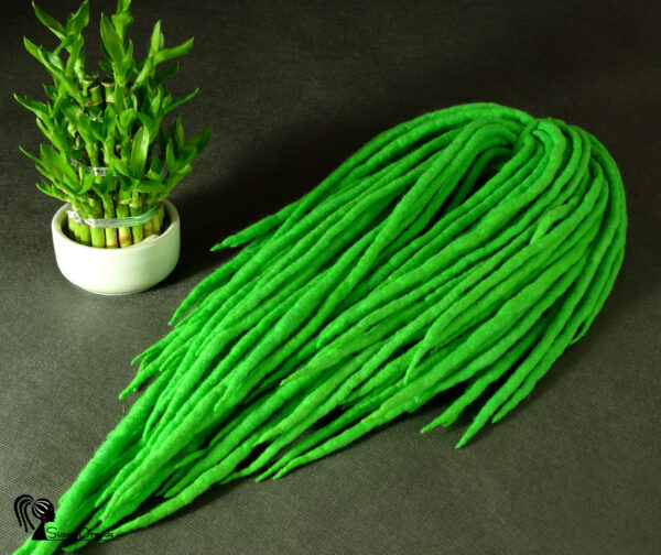 Wool Dreadlocks Extension, Double Ended green Dreads "SPRING GREEN" - Image 6