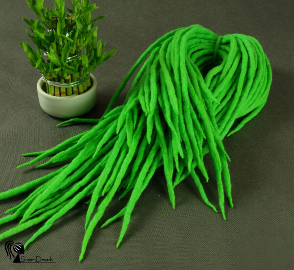 Wool Dreadlocks Extension, Double Ended green Dreads "SPRING GREEN"