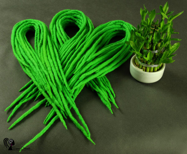 Wool Dreadlocks Extension, Double Ended green Dreads "SPRING GREEN" - Image 2