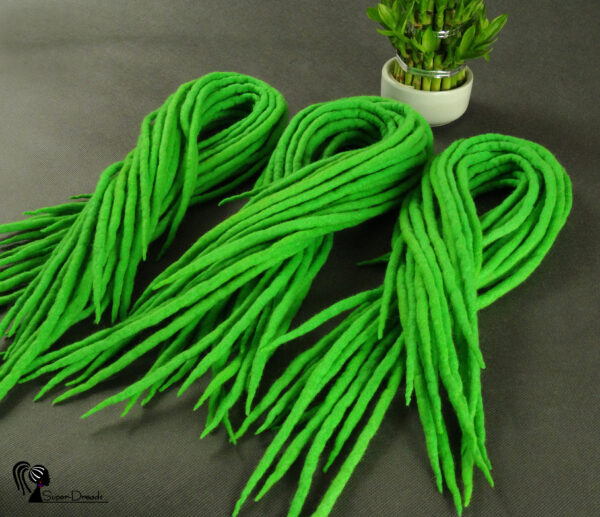 Wool Dreadlocks Extension, Double Ended green Dreads "SPRING GREEN" - Image 3