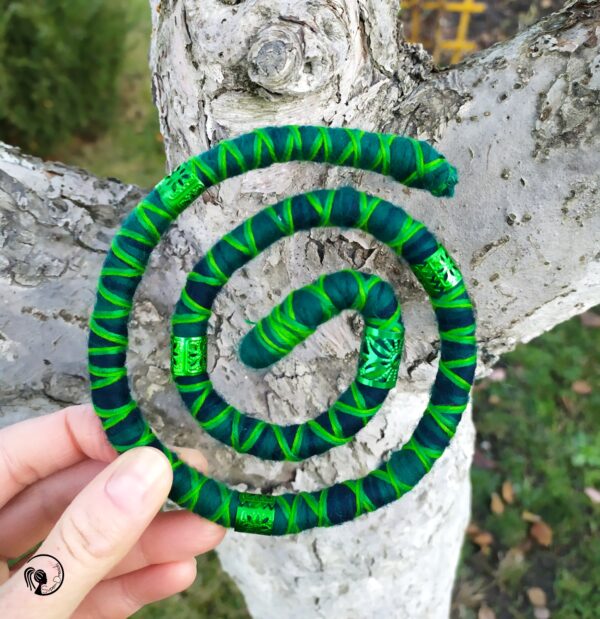 Spiral Locks for Dreadlocks, Dreads, and Braids, green Wolly Wired Bendable Tie, "MEADOW" - Image 3