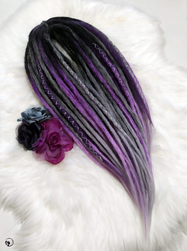 Set Synthetic Crochet Dreadlocks Extension, Double Ended black purple Dreads " PASSIONATE VIOLET " - Image 7