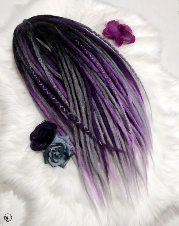 Set Synthetic Crochet Dreadlocks Extension, Double Ended black purple Dreads " PASSIONATE VIOLET " - Image 6