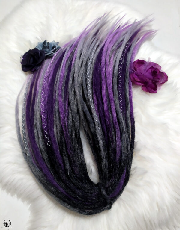 Set Synthetic Crochet Dreadlocks Extension, Double Ended black purple Dreads " PASSIONATE VIOLET " - Image 5