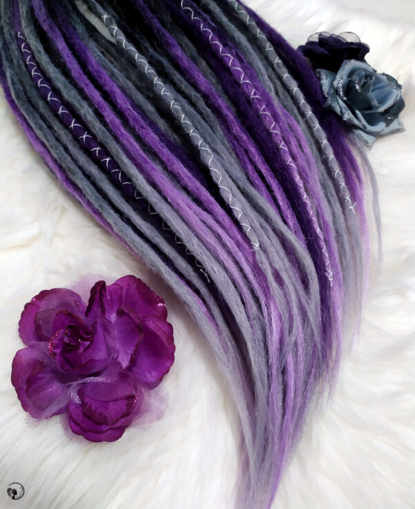 Set Synthetic Crochet Dreadlocks Extension, Double Ended black purple Dreads " PASSIONATE VIOLET " - Image 3