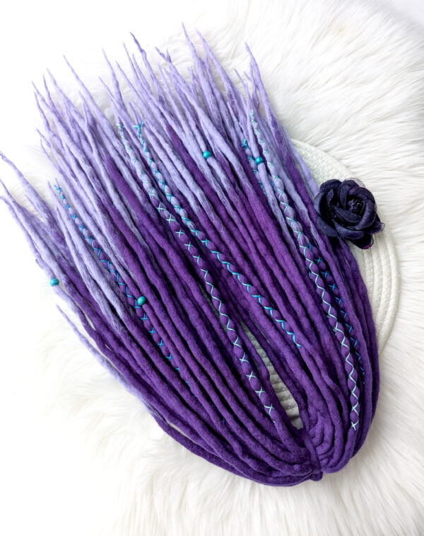 Full Set Wool Dreadlocks, purple Dreads Extension, Double Ended Dreadlocks, "AROMATIC IRIS" - Image 11