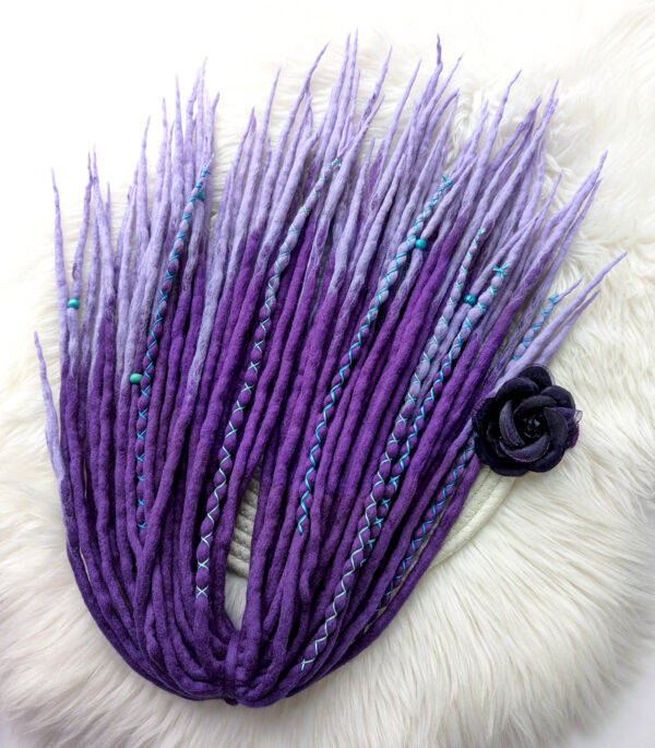 Full Set Wool Dreadlocks, purple Dreads Extension, Double Ended Dreadlocks, "AROMATIC IRIS" - Image 9