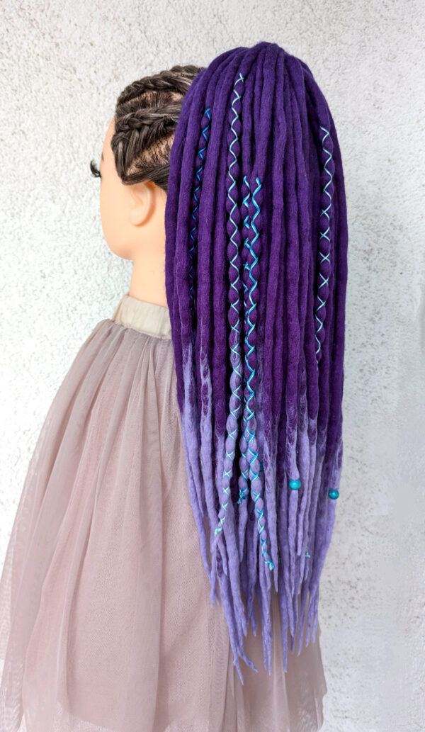 Full Set Wool Dreadlocks, purple Dreads Extension, Double Ended Dreadlocks, "AROMATIC IRIS" - Image 14