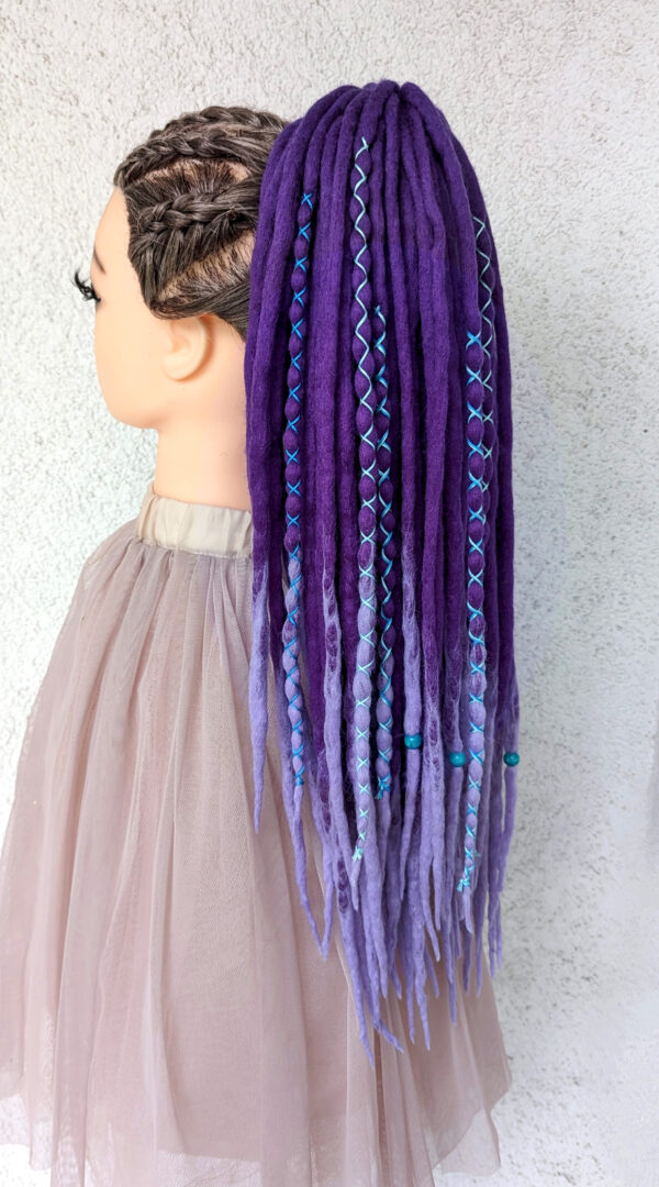 Full Set Wool Dreadlocks, purple Dreads Extension, Double Ended Dreadlocks, "AROMATIC IRIS" - Image 13